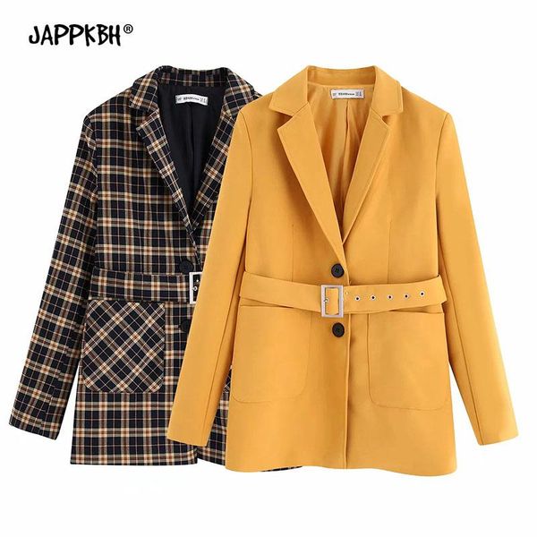 long plaid blazer women's jacket 2021 autumn oversized office blazer feminino casual single breasted chic suit coat female belt, White;black
long plaid blazer women's jacket 2021 autumn oversized office blazer feminino casual single breasted chic suit coat female belt, White;black