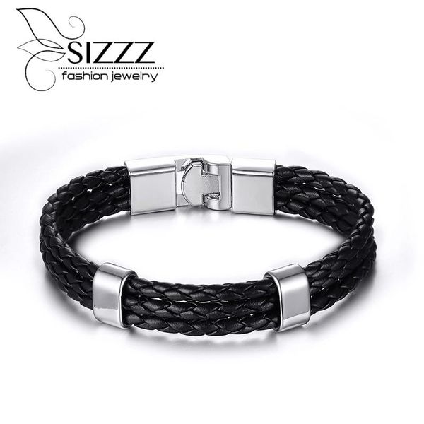 sizzz 17/19/21.5cm long factory direct supply fashion braided simple men's leather bracelet&bangles, Black
sizzz 17/19/21.5cm long factory direct supply fashion braided simple men's leather bracelet&bangles, Black