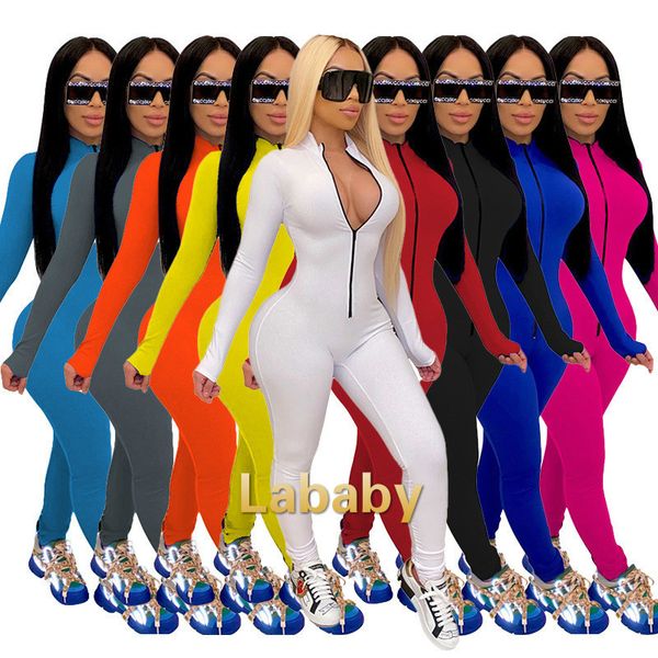 women jumpsuits designer 2021 slim solid colour zipper long sleeve all over skinny one piece pants ladies new fashion rompers, Black;white
women jumpsuits designer 2021 slim solid colour zipper long sleeve all over skinny one piece pants ladies new fashion rompers, Black;white