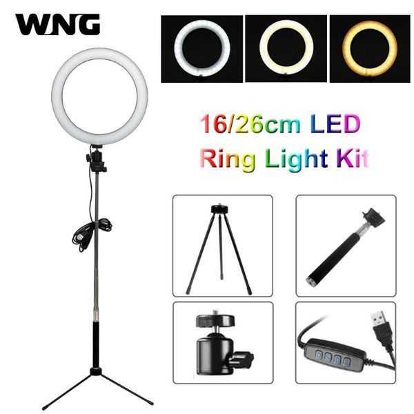10 Inch Selfie Ring Light Bi-color With Tripod Stand For Live Stream Makeup Led Deskring Light Mini Led Camera