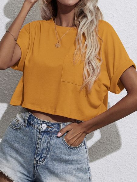 batwing sleeve pocket patched crop tee q956#, White
batwing sleeve pocket patched crop tee q956#, White