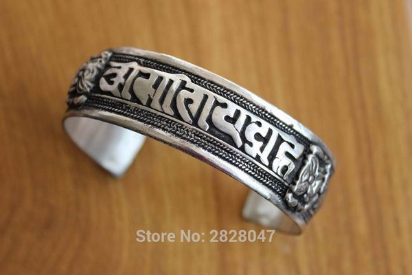 br424 vintage tibetan silver antiqued mantras weaving men bangle handmade nepalese 20mm wide adjustable bracelet 201211, Black
br424 vintage tibetan silver antiqued mantras weaving men bangle handmade nepalese 20mm wide adjustable bracelet 201211, Black