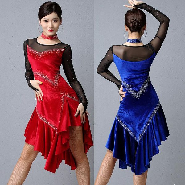 stage wear rhinestone mesh latin dance dress women's standard ballroom samba clothing autumn velvet long-sleeved dl4707, Black;red
stage wear rhinestone mesh latin dance dress women's standard ballroom samba clothing autumn velvet long-sleeved dl4707, Black;red