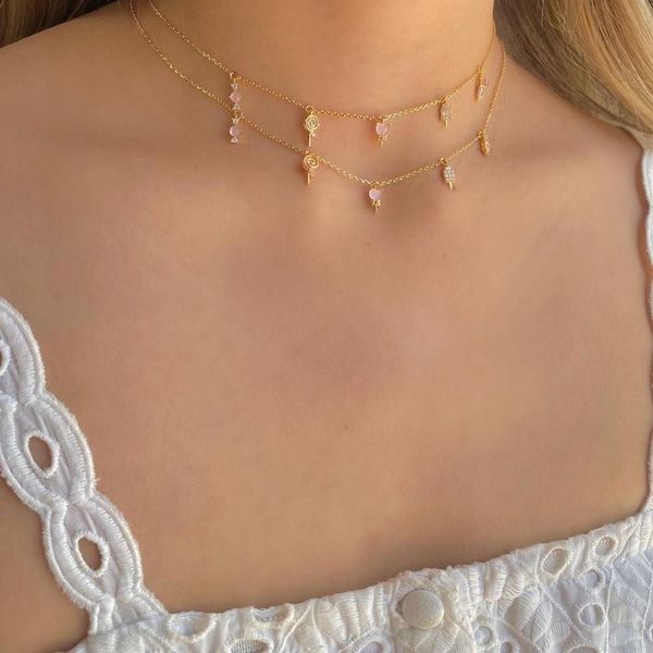 rose gold color pinky girl women fashion jewelry lovely juice candy lollipop charm pink stone choker necklace, Silver
rose gold color pinky girl women fashion jewelry lovely juice candy lollipop charm pink stone choker necklace, Silver