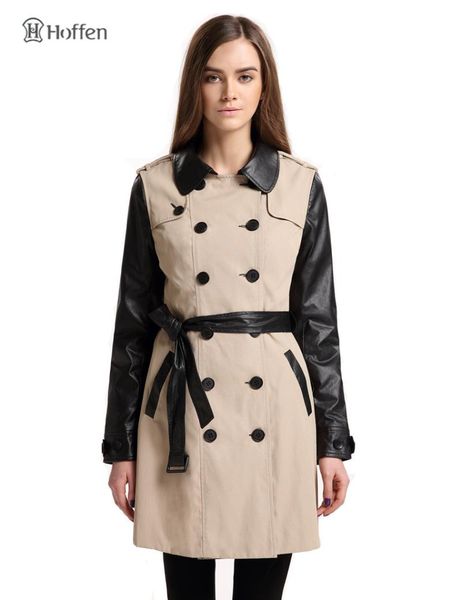 hoffen 2020 spring fashion classic womens trench coats double breasted pu sleeve female long trench coat female overcoats kpd4, Tan;black
hoffen 2020 spring fashion classic womens trench coats double breasted pu sleeve female long trench coat female overcoats kpd4, Tan;black