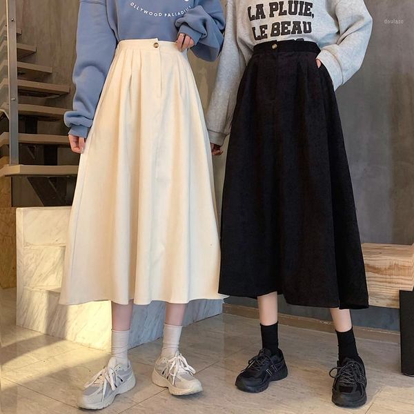 real skorean corduroy high waisted fashion in autumn and winter a-line mid length skirt with big swing1, Black
real skorean corduroy high waisted fashion in autumn and winter a-line mid length skirt with big swing1, Black