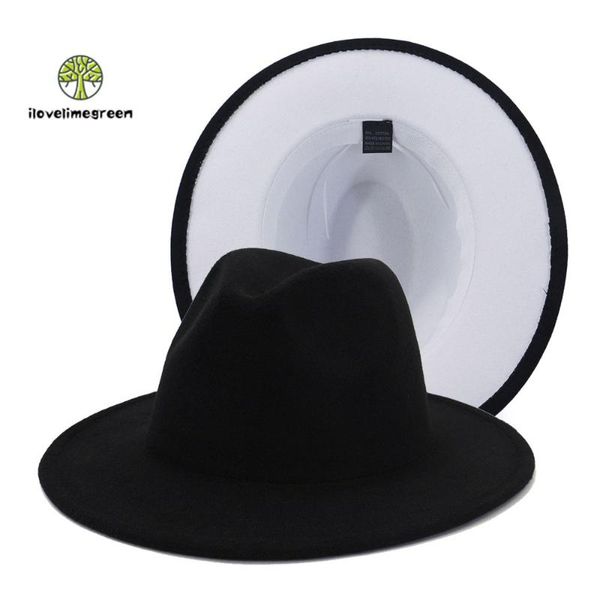 wide brim hats 2021 sell women men elegant black white patchwork feodra hat jazz panama fashionable party and caps, Blue;gray
wide brim hats 2021 sell women men elegant black white patchwork feodra hat jazz panama fashionable party and caps, Blue;gray