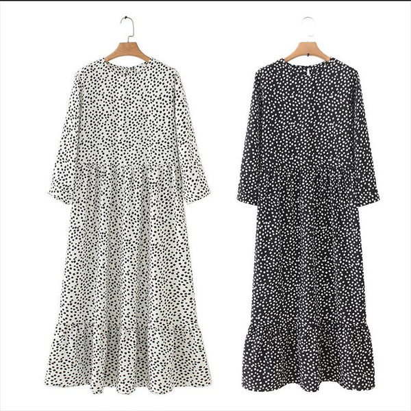 autumn spring ladies polka dot print long dress casual pleated three quarter sleeve party straight dress chic ankle vestidos xl, Black;gray
autumn spring ladies polka dot print long dress casual pleated three quarter sleeve party straight dress chic ankle vestidos xl, Black;gray