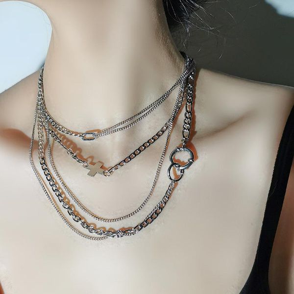 2021 Punk Simple stainless steel cross multilayer Choker Necklace hip hop chain Necklace bijoux femme, Golden;silver
2021 Punk Simple stainless steel cross multilayer Choker Necklace hip hop chain Necklace bijoux femme, Golden;silver