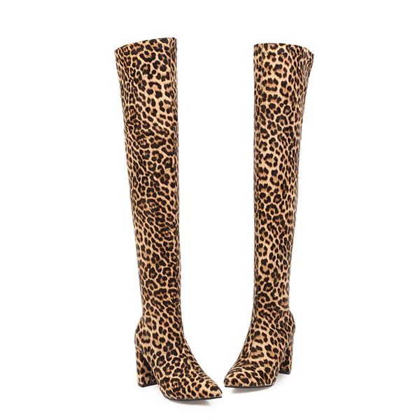 stretch slim women's thigh high boots autumn over-the-knee boots women leopard purple long fetish shoes ladies large size, Black 
stretch slim women's thigh high boots autumn over-the-knee boots women leopard purple long fetish shoes ladies large size, Black