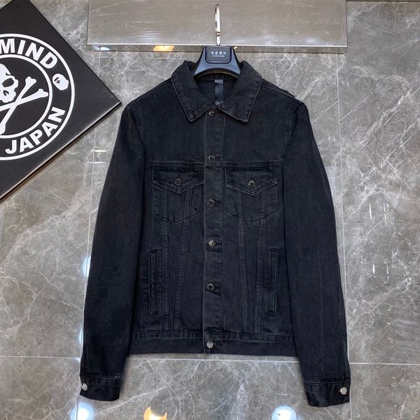 2020 new fashion leather label denim jacket ins wind trend for men women all-match style, Black 
2020 new fashion leather label denim jacket ins wind trend for men women all-match style, Black