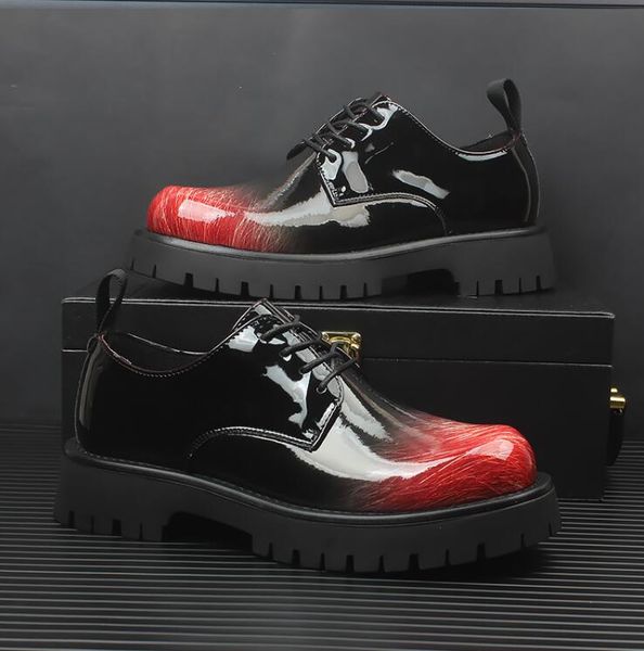 2022 four seasons new bright surface patent leather shoes men's thick sole heightened retro color matching men's net red casual bi, Black
2022 four seasons new bright surface patent leather shoes men's thick sole heightened retro color matching men's net red casual bi, Black