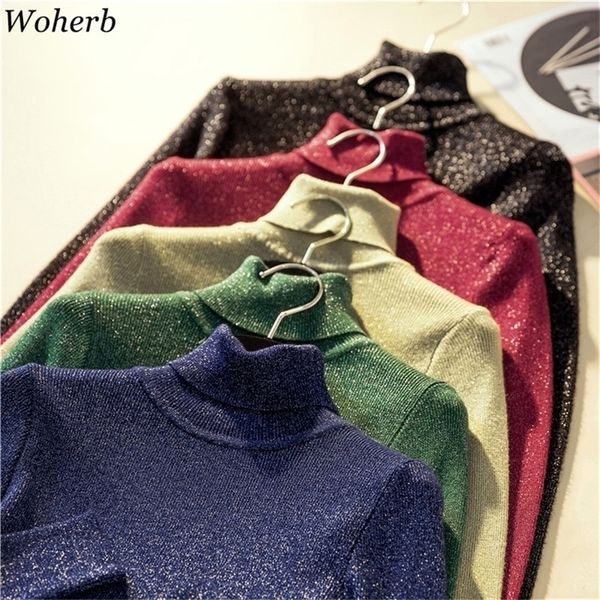 woherb shiny lurex autumn winter turtleneck sweater women pullover jumper basic sweaters korean style stretch knit 201221, White;black
woherb shiny lurex autumn winter turtleneck sweater women pullover jumper basic sweaters korean style stretch knit 201221, White;black
