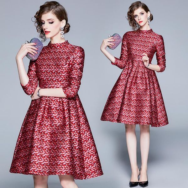 spring luxury red plaid jacquard dress women festa elegant vintage high waist ball gown vestidos party robe femme, Black;gray
spring luxury red plaid jacquard dress women festa elegant vintage high waist ball gown vestidos party robe femme, Black;gray