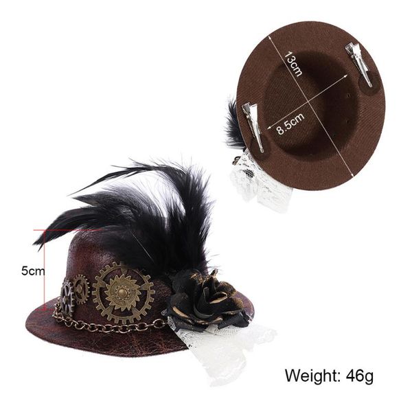 new girl felt cosplay hat party steam punk gear hair clip feather mini hat for women vintage gothic steampunk accessories
new girl felt cosplay hat party steam punk gear hair clip feather mini hat for women vintage gothic steampunk accessories