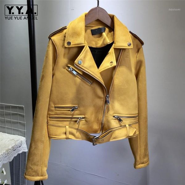 women motor biker suede leather jacket belted slim fit short faux suede outwear coat ladies colors casual punk streetwear jacket1, Black
women motor biker suede leather jacket belted slim fit short faux suede outwear coat ladies colors casual punk streetwear jacket1, Black