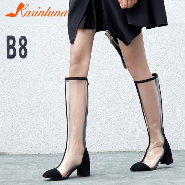 boots fashion shoes female knee chunky heels zip up pathcwork waterproof women, Black
boots fashion shoes female knee chunky heels zip up pathcwork waterproof women, Black