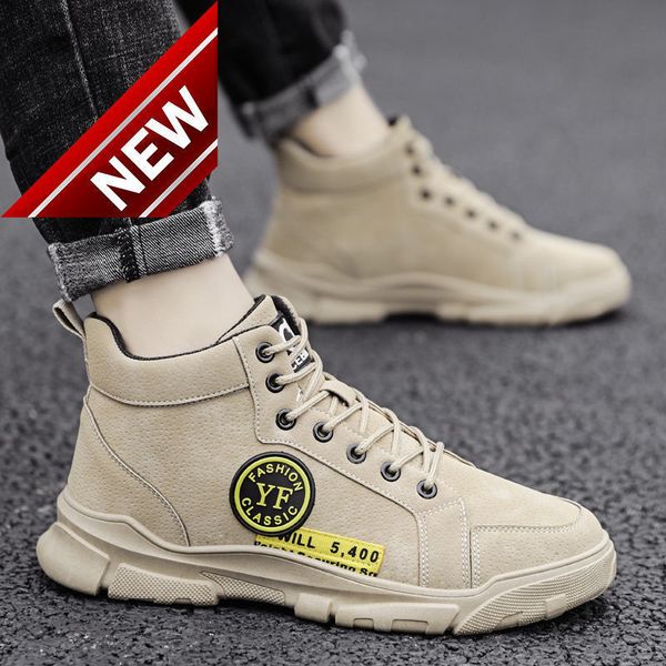 men's high casual plush warm cotton shoes anti slip tooling martin boots, Black