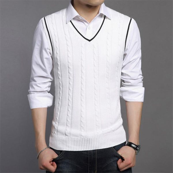 sweater men fashion sleeveless knitted vest male v-neck pullover male jacket slim solid casual mens woolen sweaters vest, Black;white
sweater men fashion sleeveless knitted vest male v-neck pullover male jacket slim solid casual mens woolen sweaters vest, Black;white