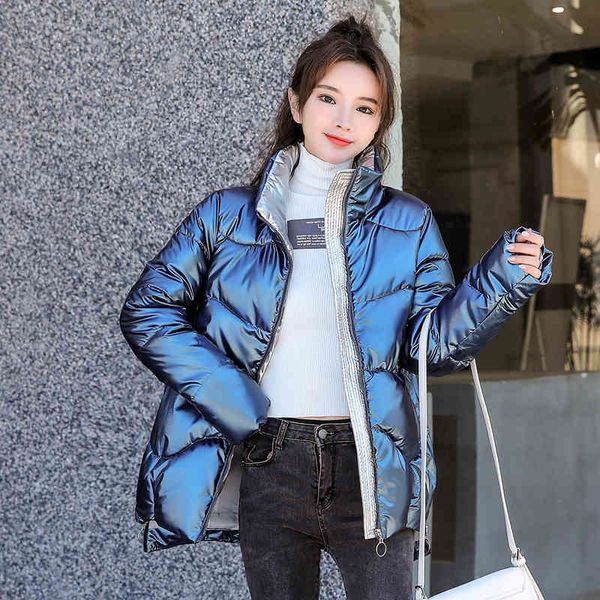 women's wool & blends shiny puffer coat long sleeve stand collar ladies winter jackets casual zipper pockets loose coats for female blx, Black
women's wool & blends shiny puffer coat long sleeve stand collar ladies winter jackets casual zipper pockets loose coats for female blx, Black