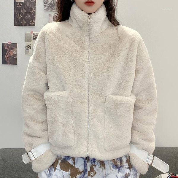 women's warm coat long-sleeved 2020 autumn and winter new solid color loose stand-up collar zipper plush jacket1, Black
women's warm coat long-sleeved 2020 autumn and winter new solid color loose stand-up collar zipper plush jacket1, Black