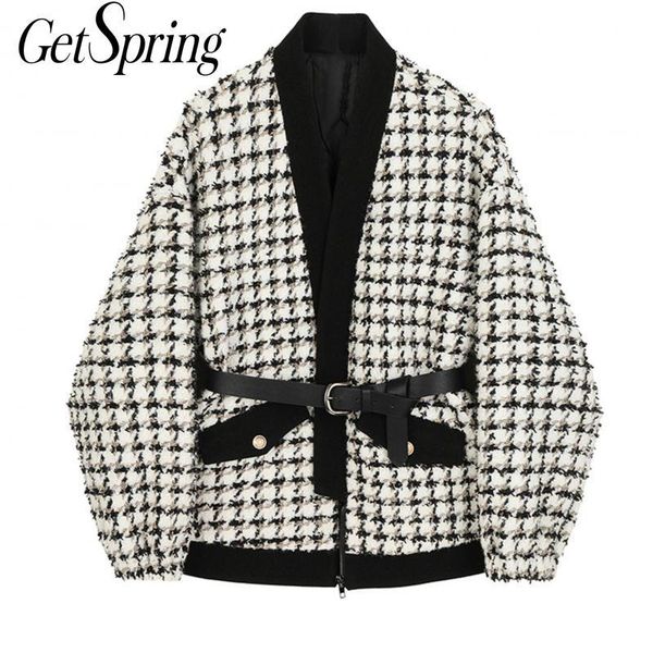 women's wool & blends getspring women woolen coats v-neck patchwork plaid coat winter vintage casual warm lining overcoat 2021, Black
women's wool & blends getspring women woolen coats v-neck patchwork plaid coat winter vintage casual warm lining overcoat 2021, Black