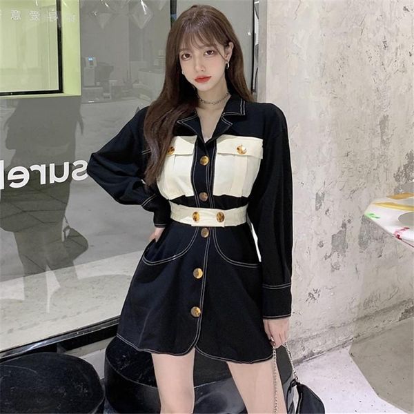 casual dresses 2021 fall contrast color suit collar pocket long sleeve dress slim waist workwear a-line women, Black;gray
casual dresses 2021 fall contrast color suit collar pocket long sleeve dress slim waist workwear a-line women, Black;gray