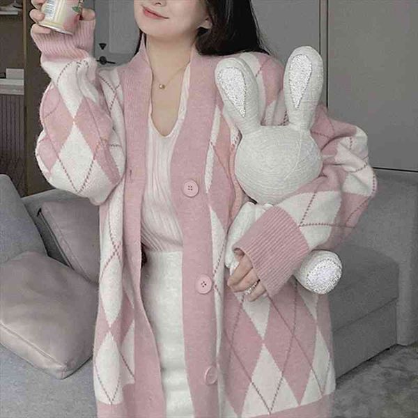 oversize argyle cardigan women knitted sweater loose single breasted causal students v-neck lovely knitwear fall winter, White;black
oversize argyle cardigan women knitted sweater loose single breasted causal students v-neck lovely knitwear fall winter, White;black
