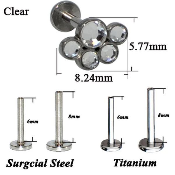 1pc g23 titanium&steel internal threaded bear paw opal cz gem flower ear tragus helix cartilage earring lip stud labret bar ring q sqcwdz, Silver
1pc g23 titanium&steel internal threaded bear paw opal cz gem flower ear tragus helix cartilage earring lip stud labret bar ring q sqcwdz, Silver