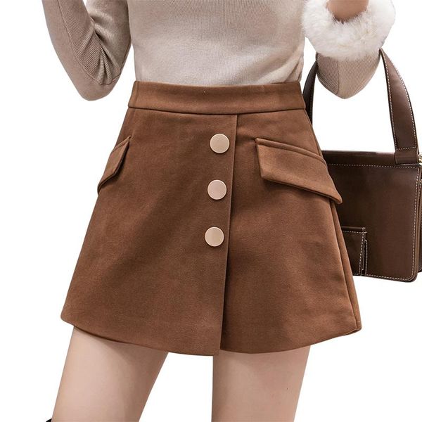 winter woolen shorts with buttons fake pockets women's warm wool shorts autumn spring slim wide leg a-line woman skirts, White;black
winter woolen shorts with buttons fake pockets women's warm wool shorts autumn spring slim wide leg a-line woman skirts, White;black