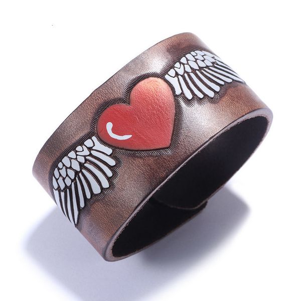 high vintage cow fashion leather jewelry new quality red love heart white wings totem punk width charm bracelets, Golden;silver
high vintage cow fashion leather jewelry new quality red love heart white wings totem punk width charm bracelets, Golden;silver