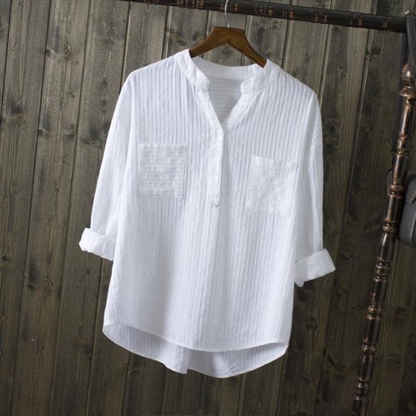 2019 new spring summer causal white women shirts v neck loose 100% cotton office lady elegant double pocket blouse shirts
2019 new spring summer causal white women shirts v neck loose 100% cotton office lady elegant double pocket blouse shirts