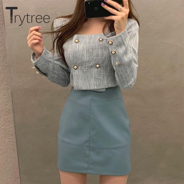 trytree 2021 spring autumn women short coat casual square collar double breasted elegant women's jacket office lady petite, Black;brown
trytree 2021 spring autumn women short coat casual square collar double breasted elegant women's jacket office lady petite, Black;brown