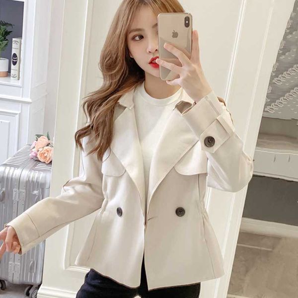 women's trench coat jacket blazer collar double breasted casual short trench coat spring and autumn fashion outerwear, White;black
women's trench coat jacket blazer collar double breasted casual short trench coat spring and autumn fashion outerwear, White;black