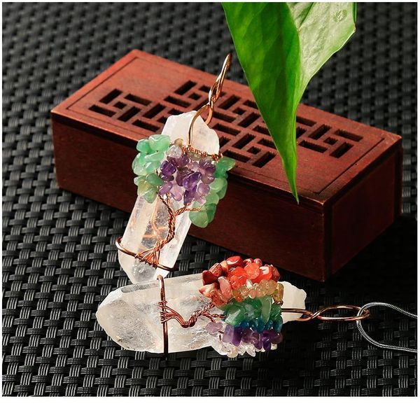 1pc natural colored crystal rubble wrapped in white crystal pillar pendant copper wire gift elegant necklace token of l jllfrh, Black
1pc natural colored crystal rubble wrapped in white crystal pillar pendant copper wire gift elegant necklace token of l jllfrh, Black