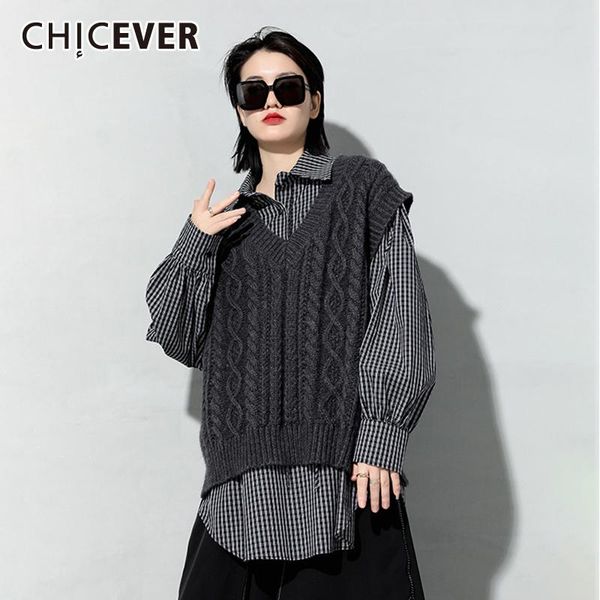 chicever casual vest for women v neck sleeveless knitting pullovers loose oversized black vests female 2020 autumn fashion tide, Black;white
chicever casual vest for women v neck sleeveless knitting pullovers loose oversized black vests female 2020 autumn fashion tide, Black;white