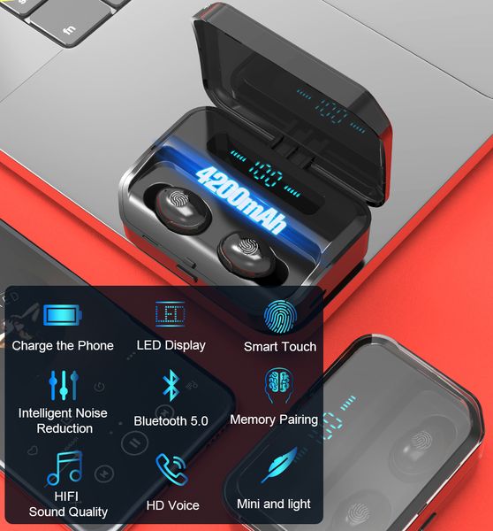 new 4200mah tws bluetooth 5.0 eaphones with charging case wireless earphone ipx7 waterproof earbuds sport 9d stereo touch control
new 4200mah tws bluetooth 5.0 eaphones with charging case wireless earphone ipx7 waterproof earbuds sport 9d stereo touch control