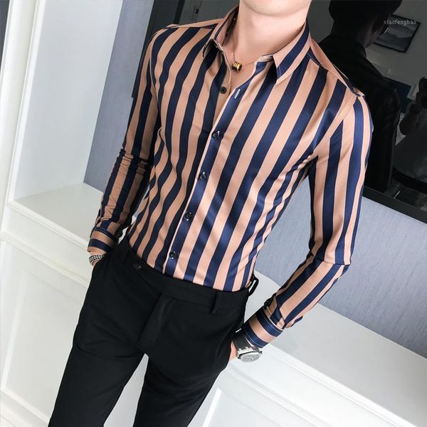 brand designer men's striped shirt long sleeve 2020 fashion fancy camisa masculina slim business men's social prom shirt1, White;black
brand designer men's striped shirt long sleeve 2020 fashion fancy camisa masculina slim business men's social prom shirt1, White;black