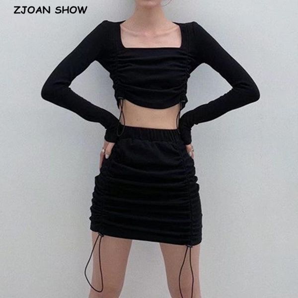 pleated short t-shirt drawstring ruched crop cool girl elastic waist mini short skirt long sleeve 2 pieces set, Gray
pleated short t-shirt drawstring ruched crop cool girl elastic waist mini short skirt long sleeve 2 pieces set, Gray