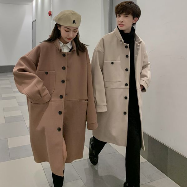 2020 winter new youth lovers mid long tweed korean men's loose solid color windbreaker coat, Tan;black
2020 winter new youth lovers mid long tweed korean men's loose solid color windbreaker coat, Tan;black