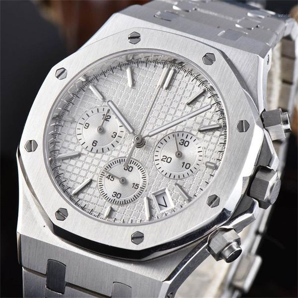 41mm luxury chronograph date watches men stainless steel waterproof luminous multifunctional quartz meter movement vk63 watch1, Slivery;brown
41mm luxury chronograph date watches men stainless steel waterproof luminous multifunctional quartz meter movement vk63 watch1, Slivery;brown
