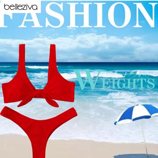 belleziva 2019 new women knotted padded thong bikini mid waisted solid color scoop neck brazilian swimsuit beach swimwear, Black
belleziva 2019 new women knotted padded thong bikini mid waisted solid color scoop neck brazilian swimsuit beach swimwear, Black