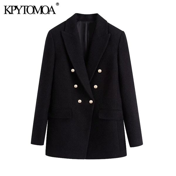 kpytomoa women fashion office wear double breasted tweed blazer coat vintage long sleeve pockets female outerwear chic 201102, White;black
kpytomoa women fashion office wear double breasted tweed blazer coat vintage long sleeve pockets female outerwear chic 201102, White;black