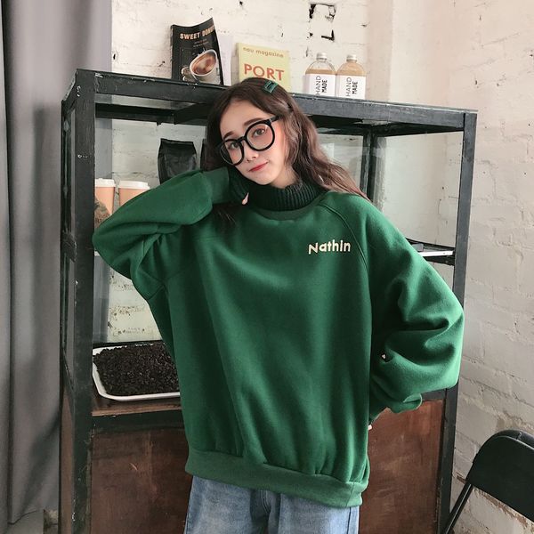 melifle winter warm green silk sweatshirt for women long sleeve pure soft hoodies fashion korean loose velvet thick clothes q1217, Black;white
melifle winter warm green silk sweatshirt for women long sleeve pure soft hoodies fashion korean loose velvet thick clothes q1217, Black;white