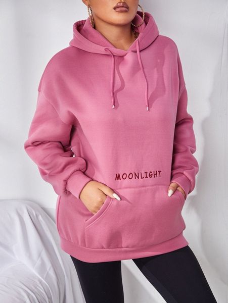 drop shoulder letter embroidered hoodie v1ko#, White;black