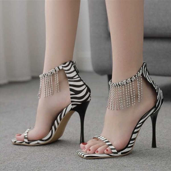 sandals black white stripe shiny diamonds fringe ornament shoes women high heeled back zip cover heel dress sexy
sandals black white stripe shiny diamonds fringe ornament shoes women high heeled back zip cover heel dress sexy