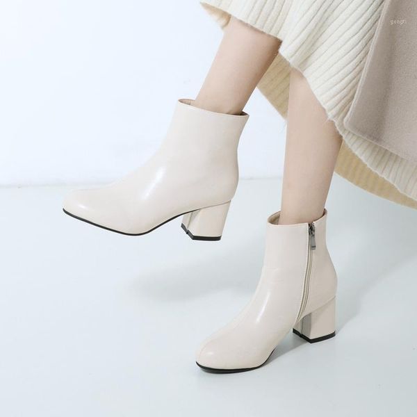 boots 2021 autumn women faux leather heel ankle fashion round toe zipper winter black white1
boots 2021 autumn women faux leather heel ankle fashion round toe zipper winter black white1