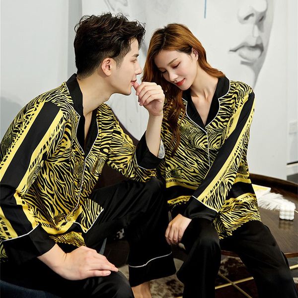 new couple 2pcs sleepwear satin pajamas suit long sleeve shirt&pants lovers silky sleep set loose pyjamas suit casual nightwear, Black;brown
new couple 2pcs sleepwear satin pajamas suit long sleeve shirt&pants lovers silky sleep set loose pyjamas suit casual nightwear, Black;brown