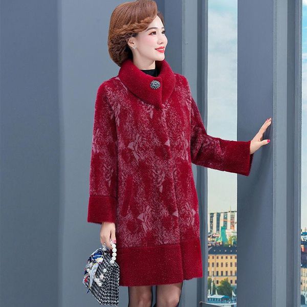 women 2021 autumn winter imitation mink cashmere woolen coat thick warm jacket middle-aged mother wool elegant outerwear s706, Black
women 2021 autumn winter imitation mink cashmere woolen coat thick warm jacket middle-aged mother wool elegant outerwear s706, Black