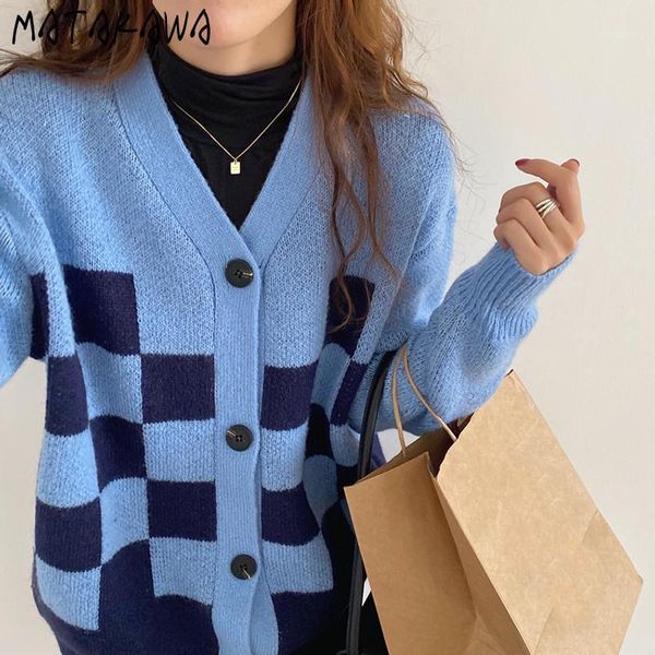 matakawa hit color plaid single-breasted long-sleeved knitted cardigan korean autumn and winter retro v-neck sweaters coat women1, White
matakawa hit color plaid single-breasted long-sleeved knitted cardigan korean autumn and winter retro v-neck sweaters coat women1, White